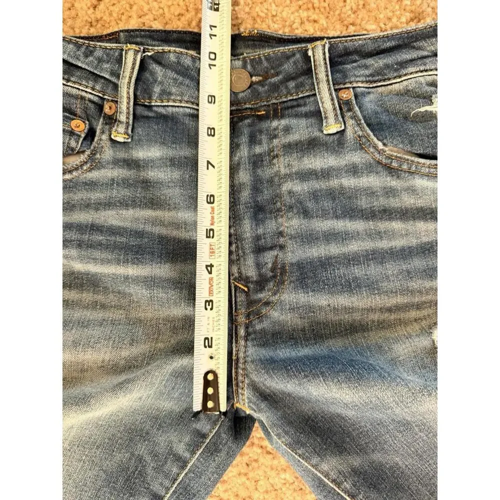 American Eagle Airflex+ Patched Ripped Slim Straight Jeans Men’s 32x32 Blue Dist - Picture 7 of 8